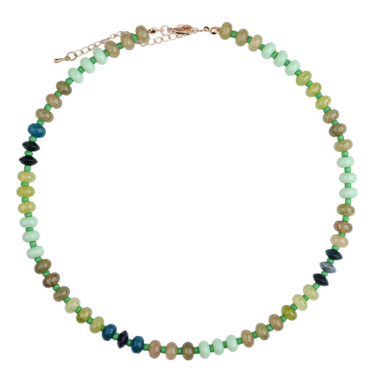 Green Olive Colorful Natural Stone Necklace Waterproof