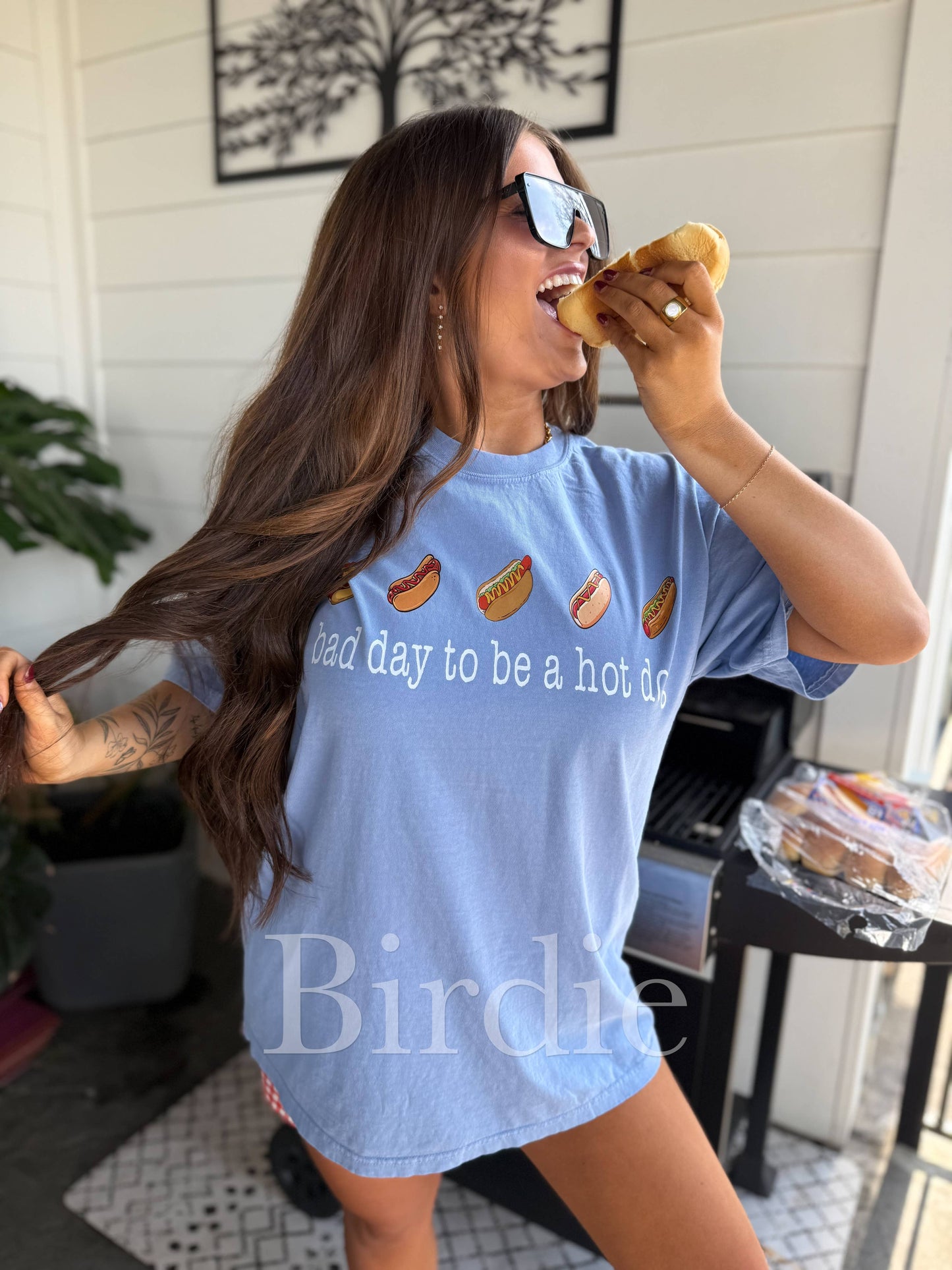 Bad Day To Be a Dog Graphic Tee on Washed Denim