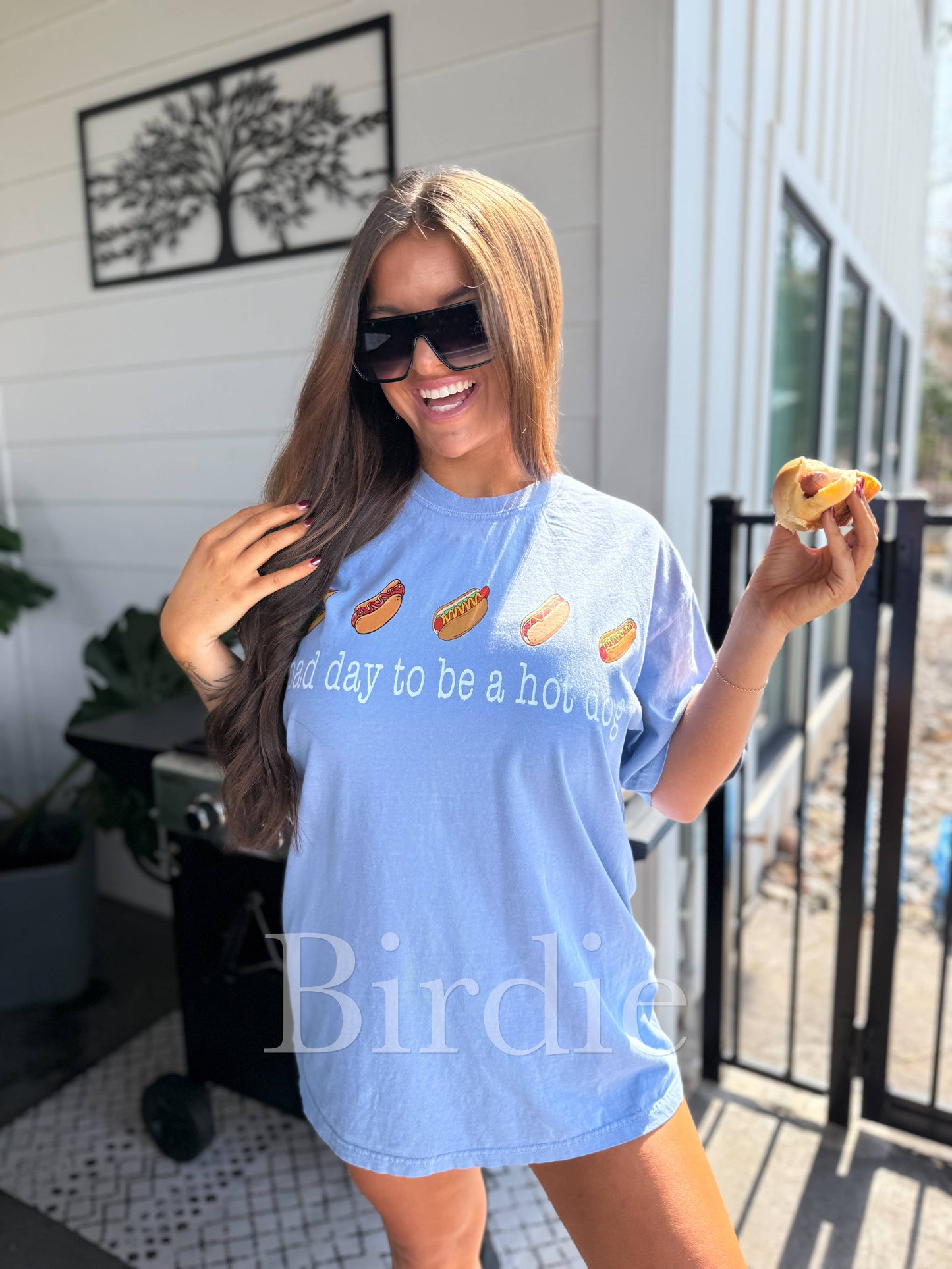 Bad Day To Be a Dog Graphic Tee on Washed Denim