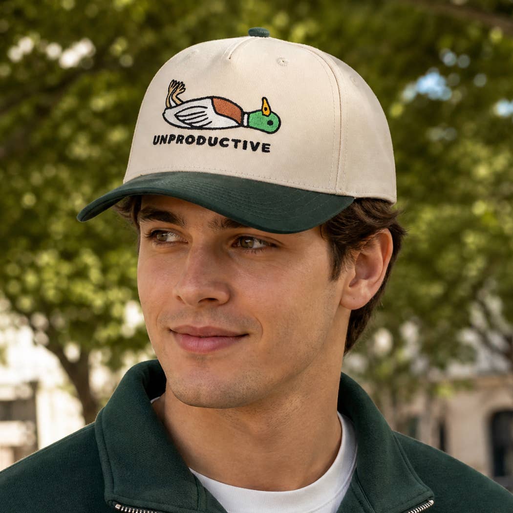 Unproductive Mallard Duck Embroidered Mid-Profile Cap