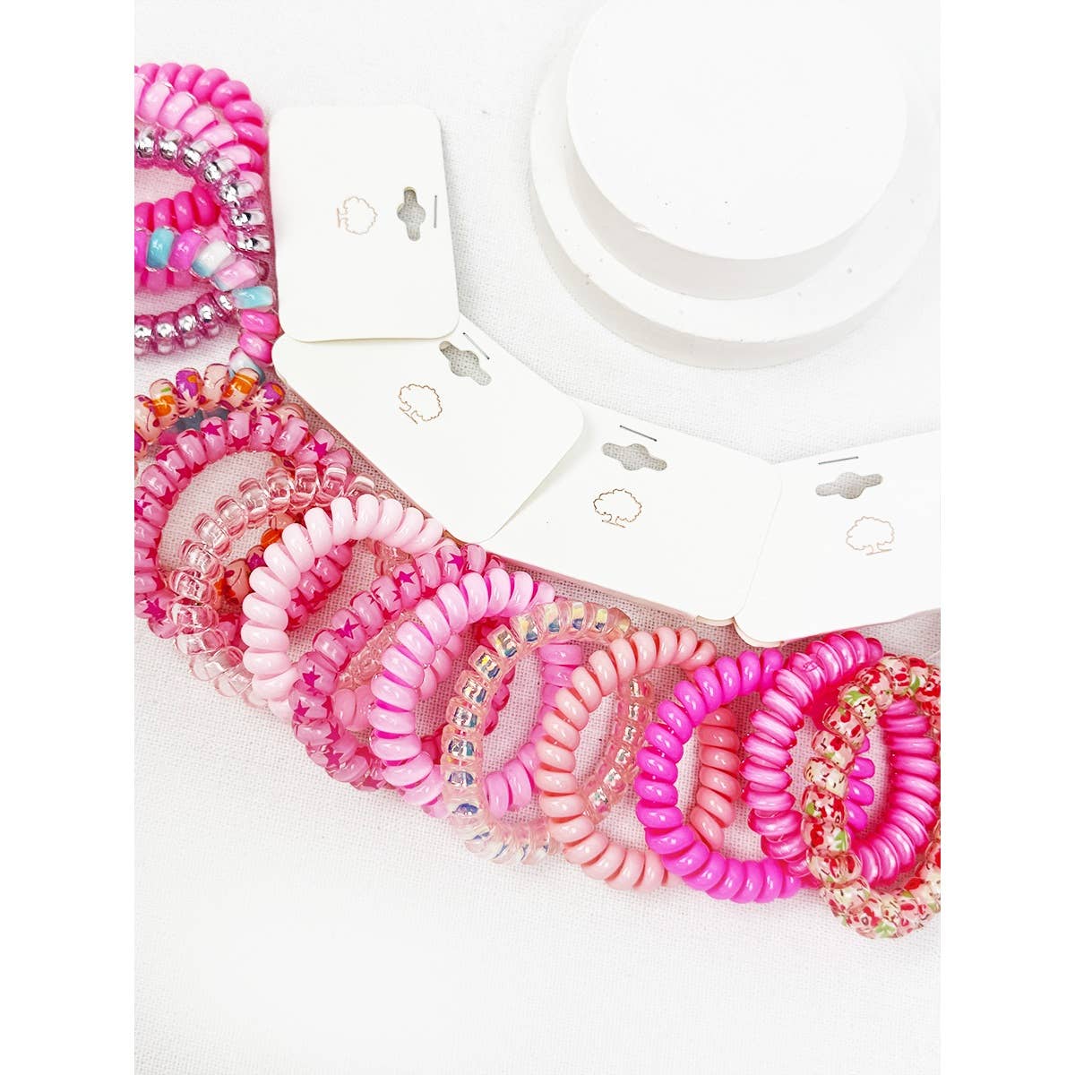 Mix of Hot Pink Shades Spiral Hair Ties