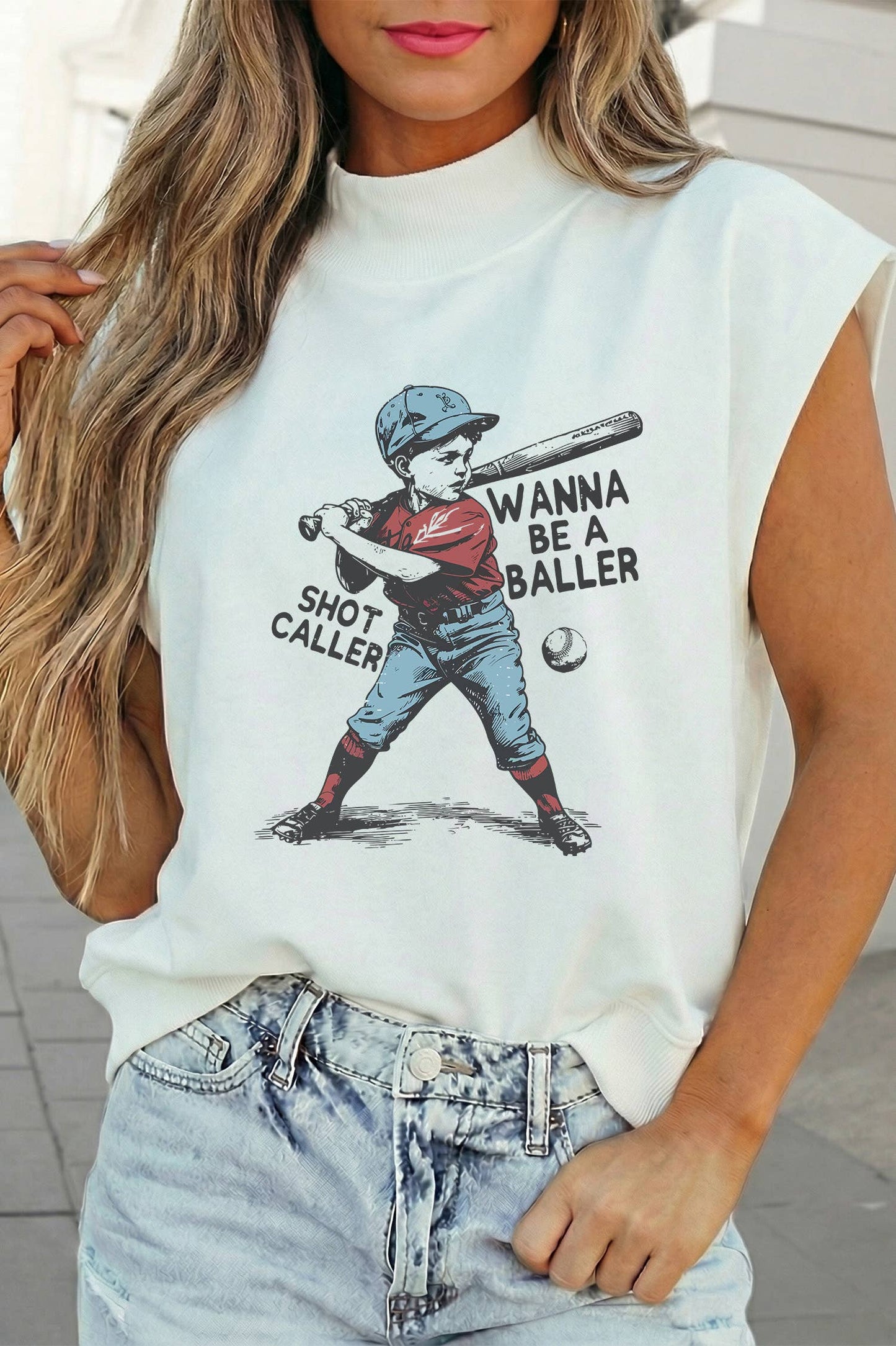Game Day Graphic Mock Neck Short Sleeve Top | S-XL