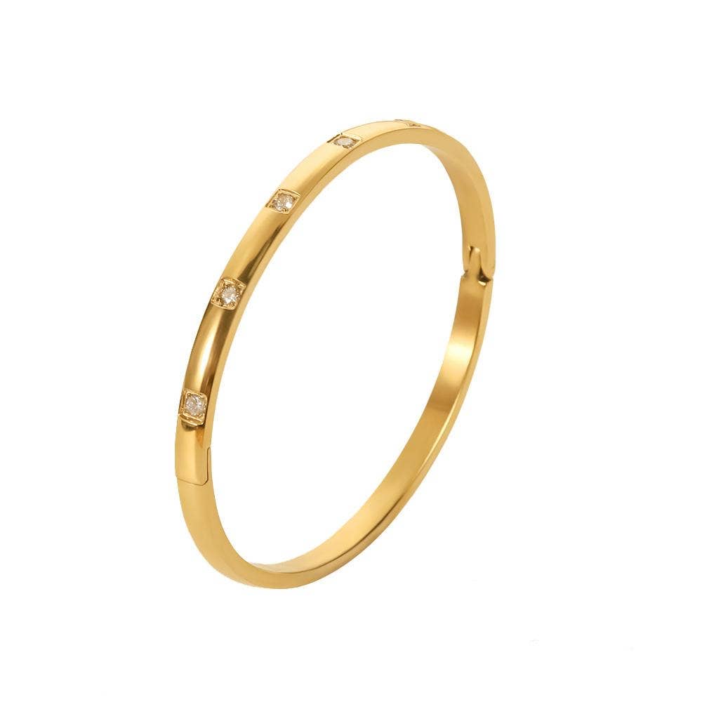 Cz Zircon Gold Bangle Bracelet Waterproof