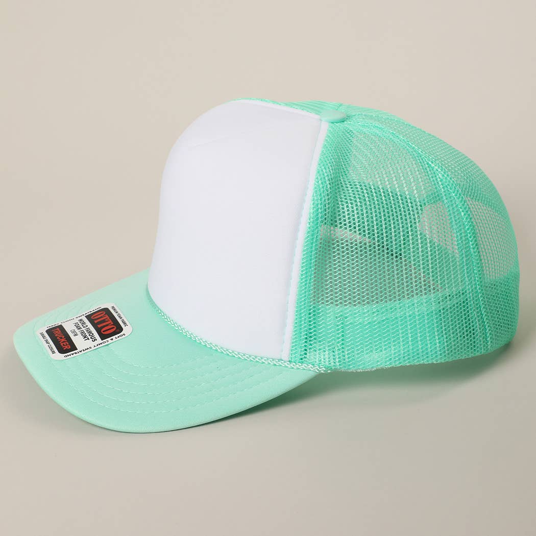 Two-Tone Mesh Back High Crown Foam Trucker Hat