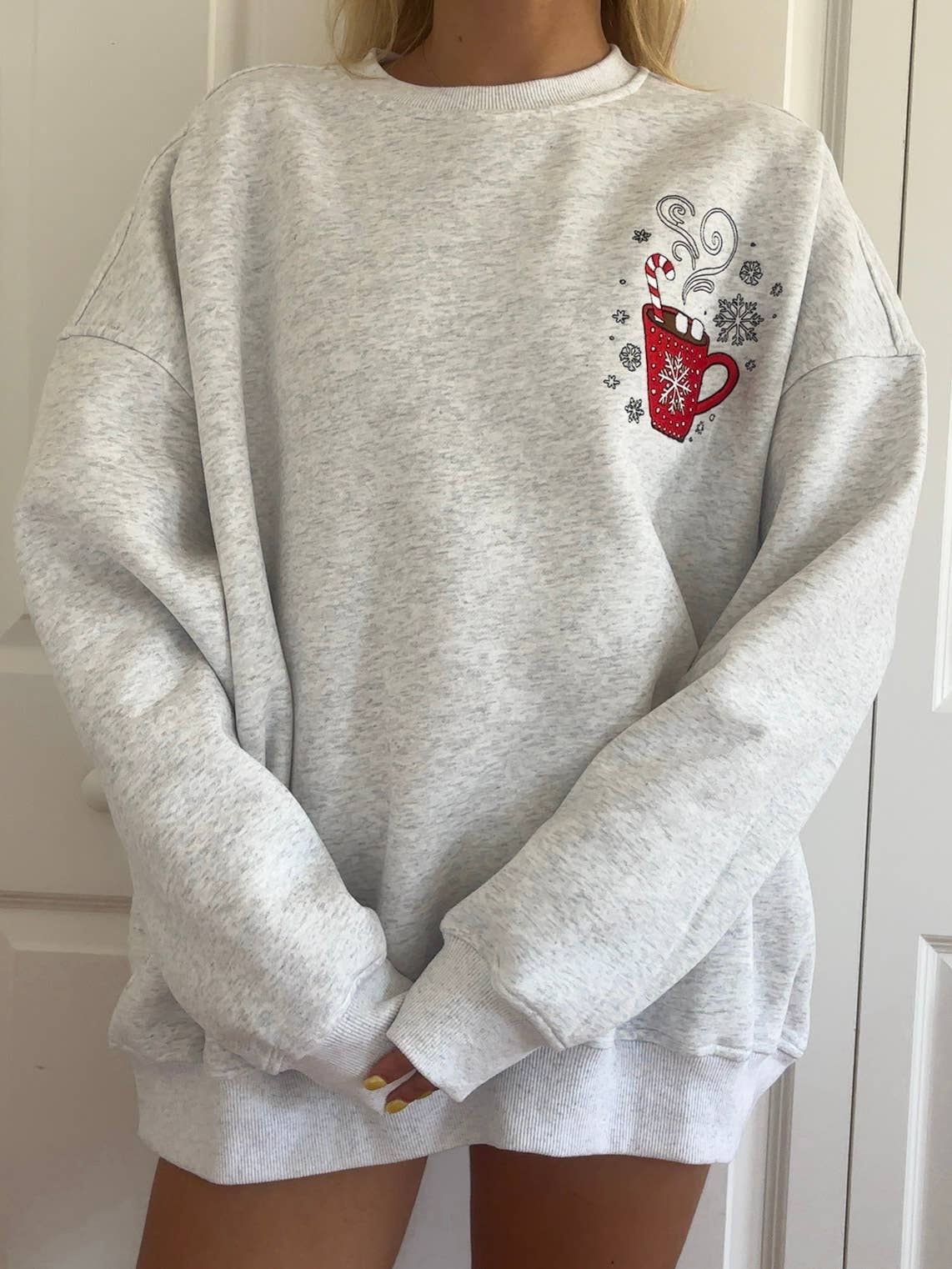 Hot Chocolate Recipe Christmas Embroider Sweatshirt