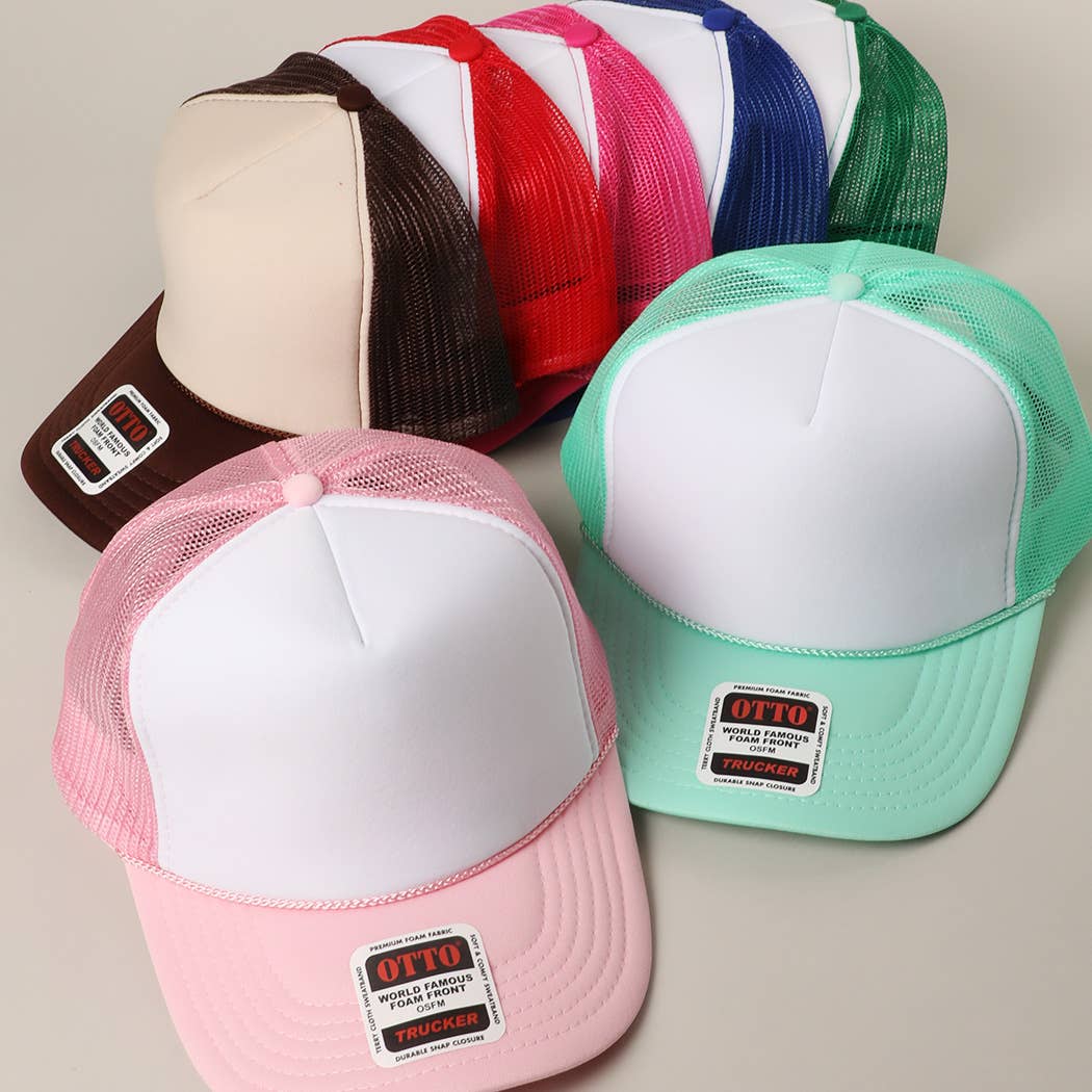 Two-Tone Mesh Back High Crown Foam Trucker Hat