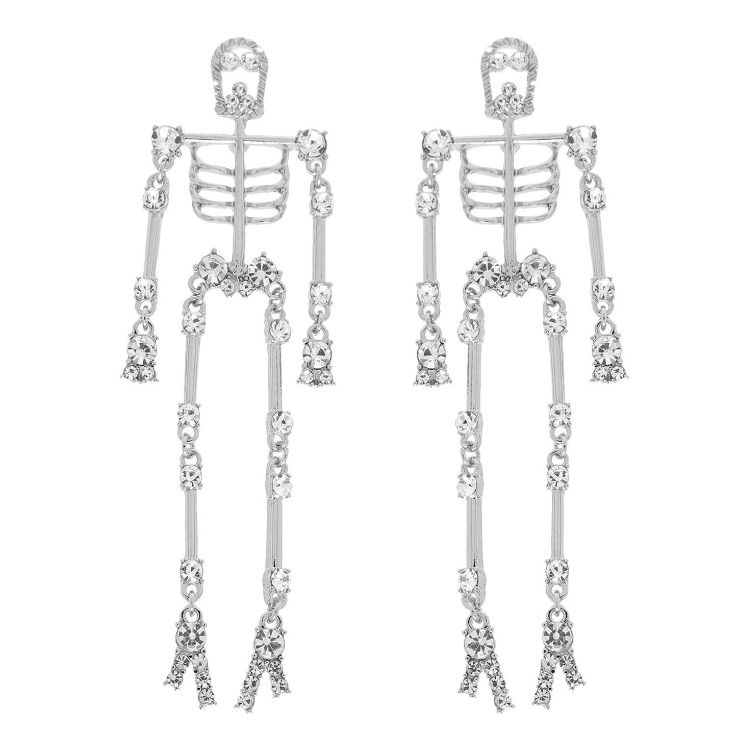 Halloween Jeweled Articulated Skeleton Earrings