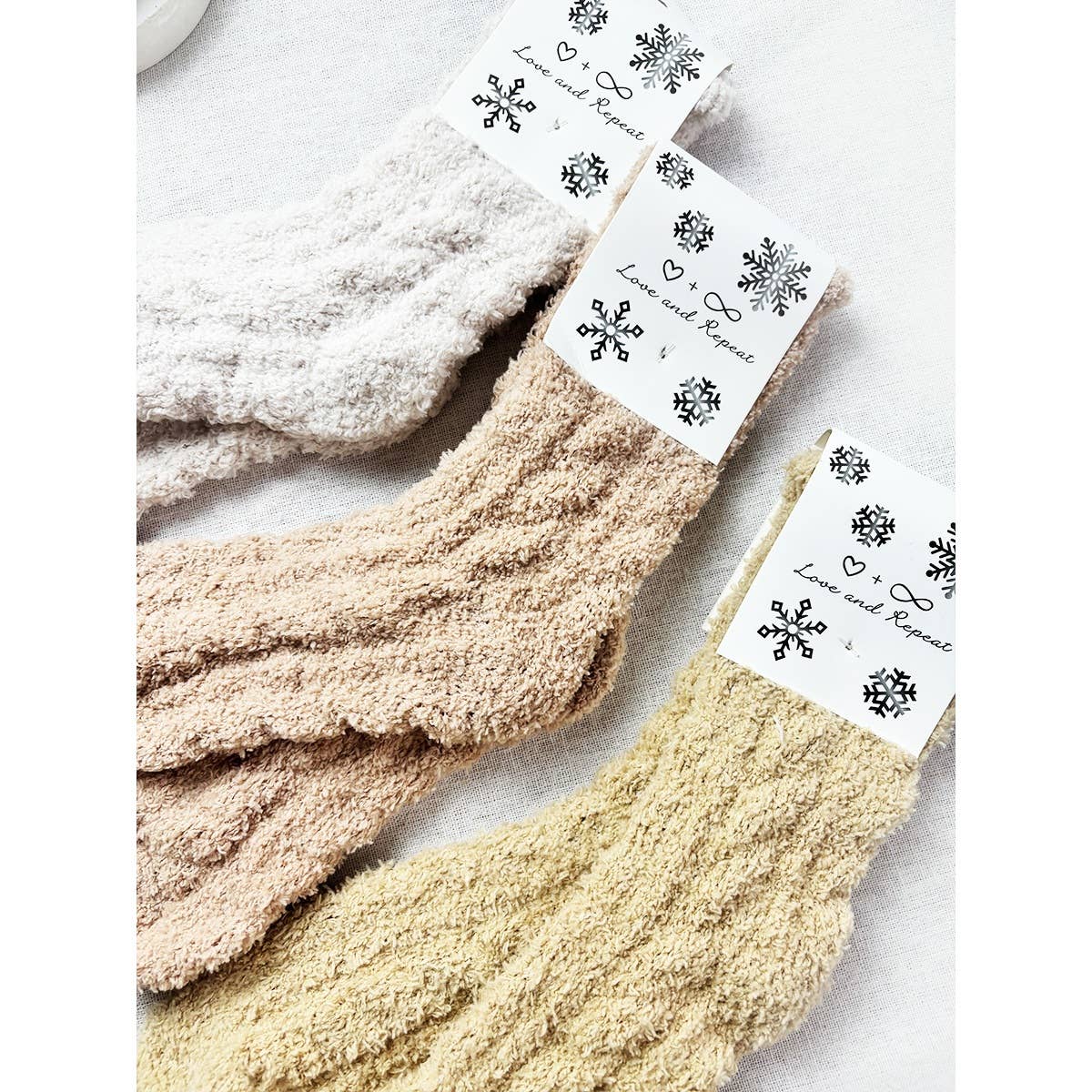 Neutral Tone Solid Cable Pattern Cozy Socks