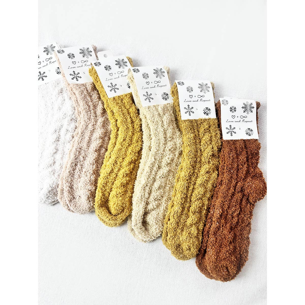 Neutral Tone Solid Cable Pattern Cozy Socks