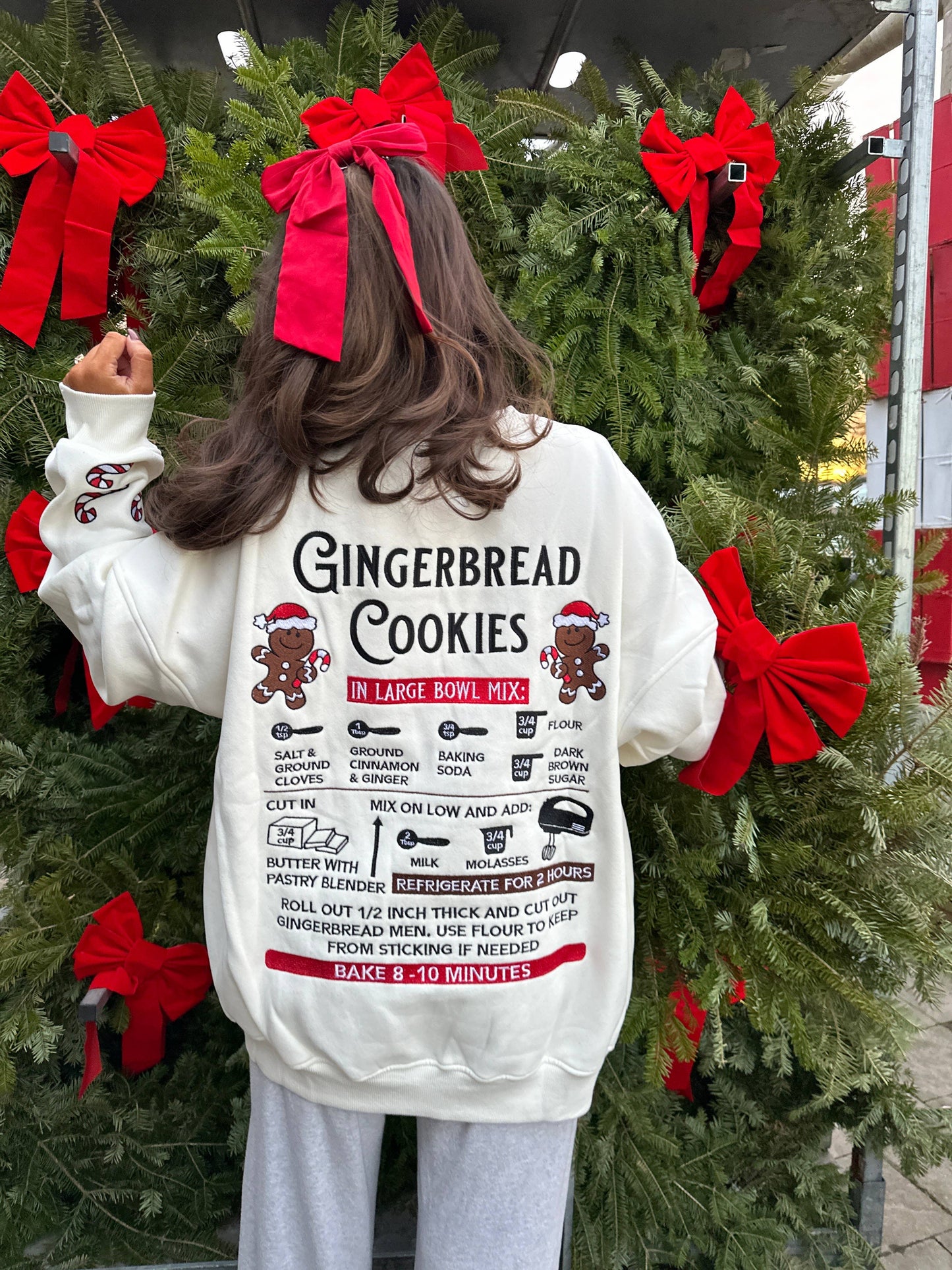 Ivory Gingerbread Recipe Christmas Embroider Sweatshirt
