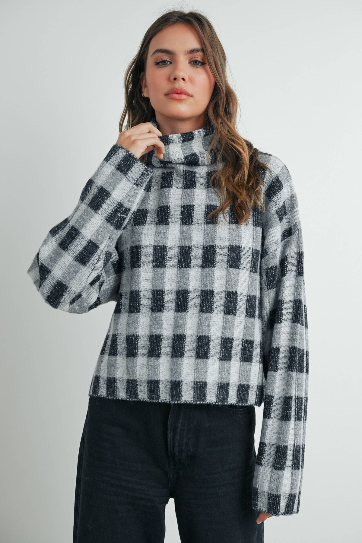 Fall Check Turtleneck Sweater - BMW7532