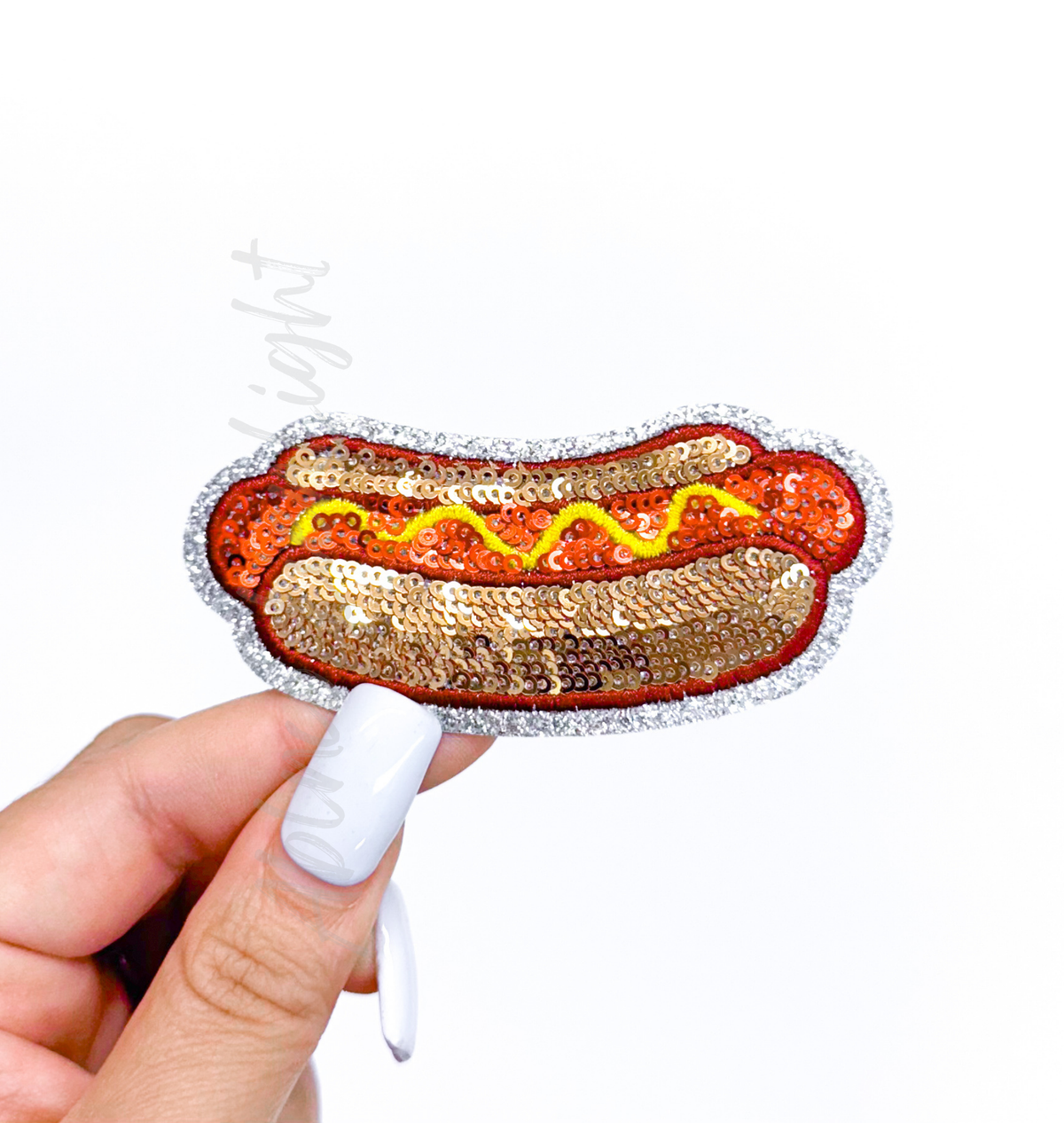 Hotdog Ballpark Food Sequin Patch
