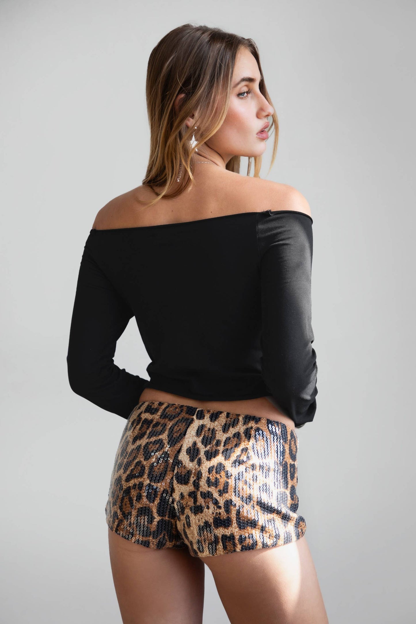 CHEETAH  Leopard Print Sequence Low Rise Micro Shorts