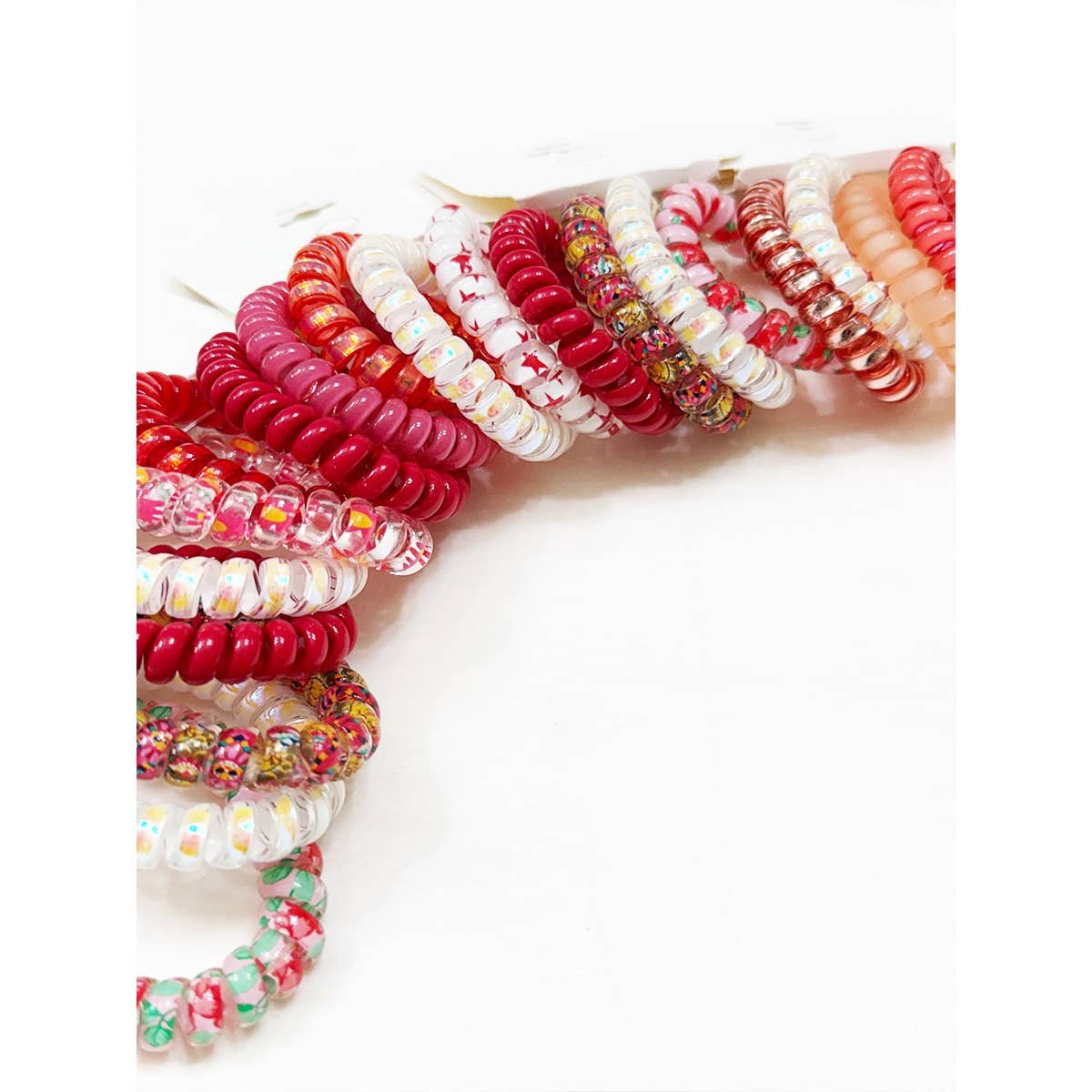 Red Tone Multi Design Spiral Hair Ties