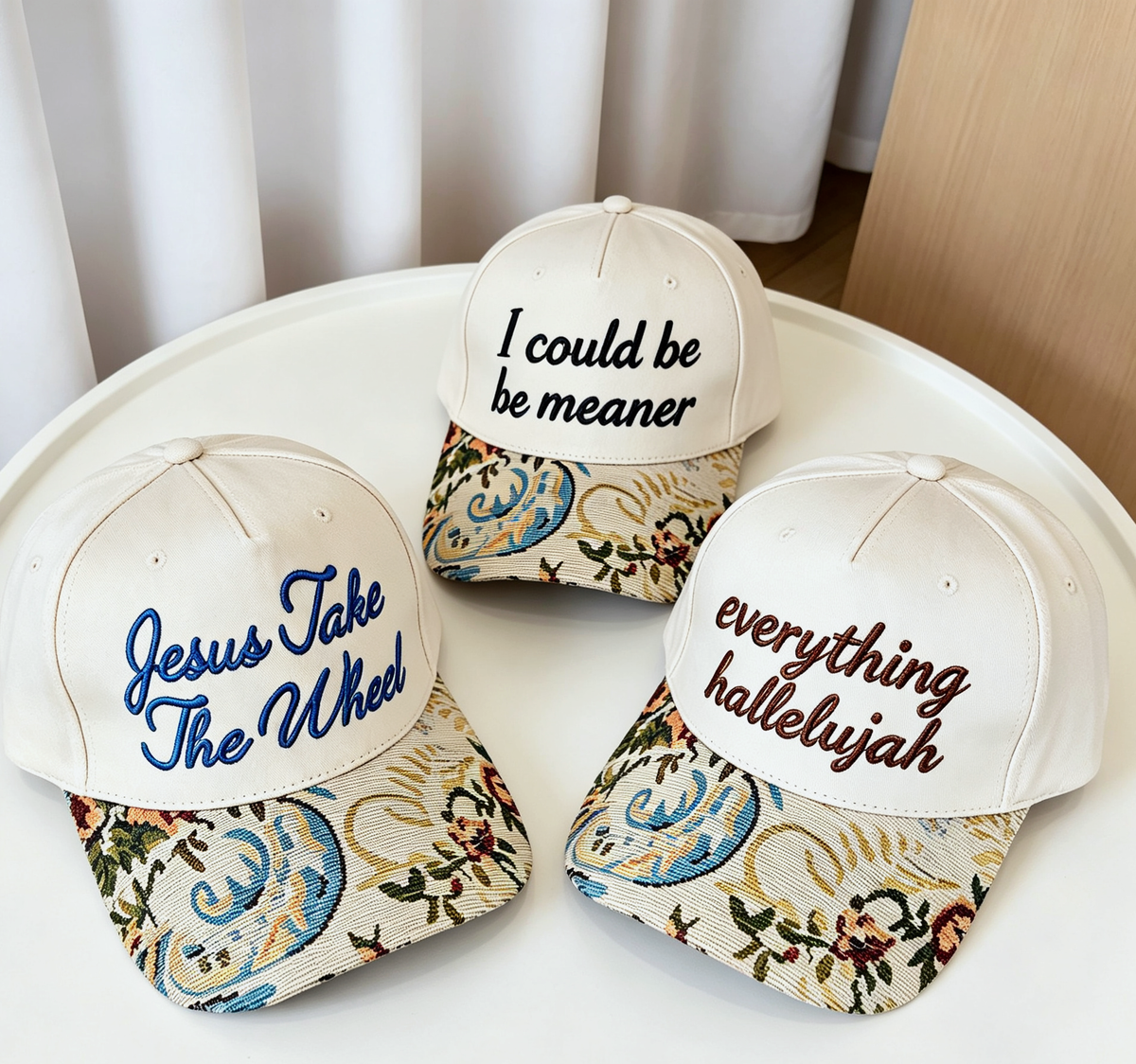 Floral Tapestry Baseball Cap Slogan Embroidery Cap