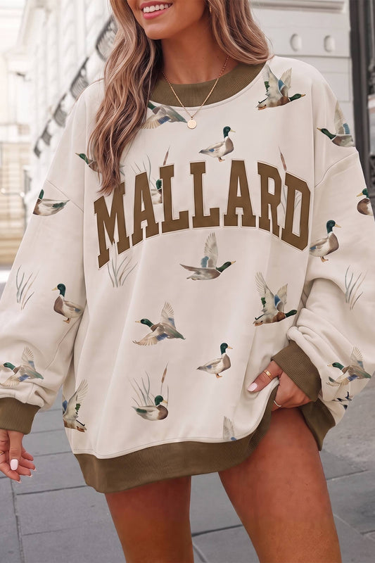 Mallard Letter Print Baggy Sweatshirt | S-XL